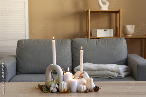 Burning candles and beautif...