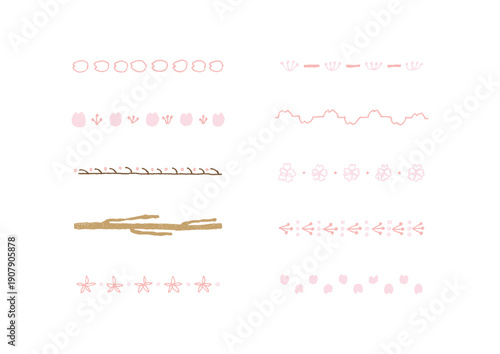 桜をイメージしたナチュラルでおしゃれな手描きのラインセット