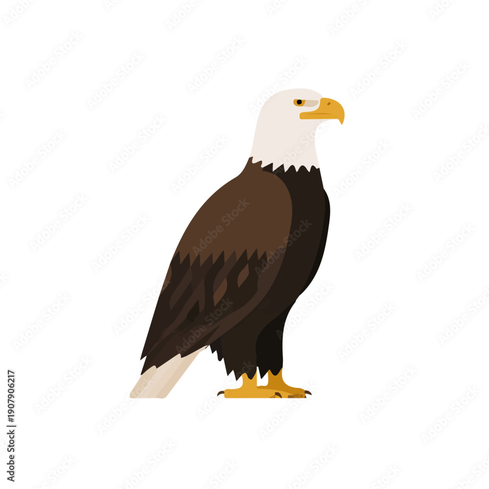 Obraz premium 2D flat vector illustration of Eagle, clean and minimal icon style, isolated on white background.
