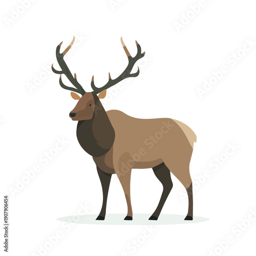 Minimal 2D vector illustration of Elk in flat icon style on a plain white background.