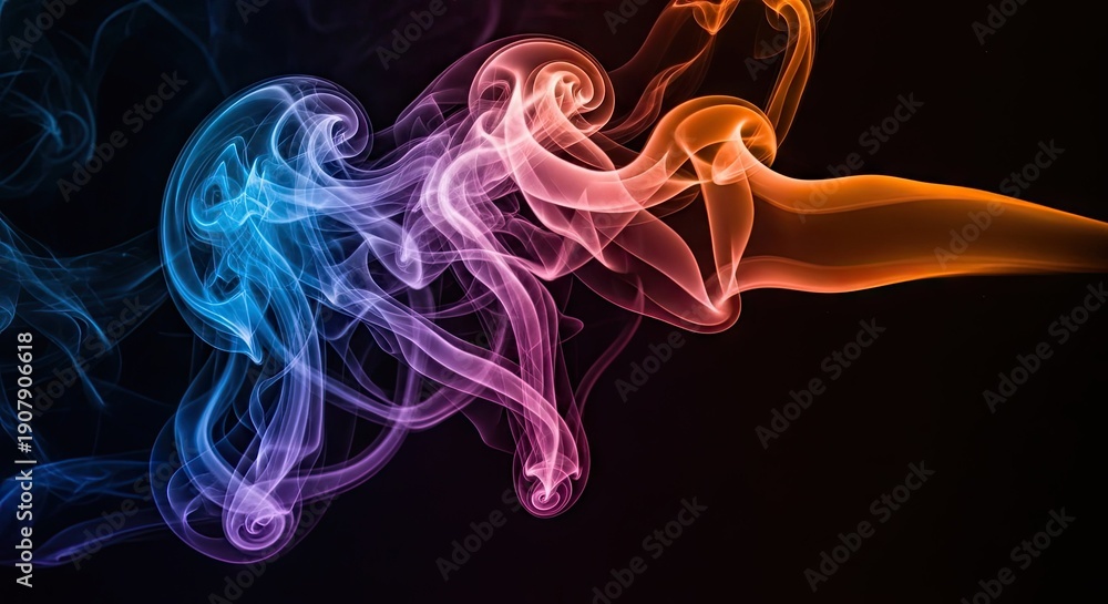 Obraz premium Vibrant Colored Smoke on Black Background