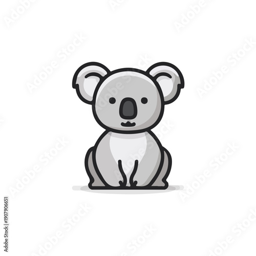 Photography 2D flat vector illustration of Koala, designed in a clean icon style and isolated on a white background