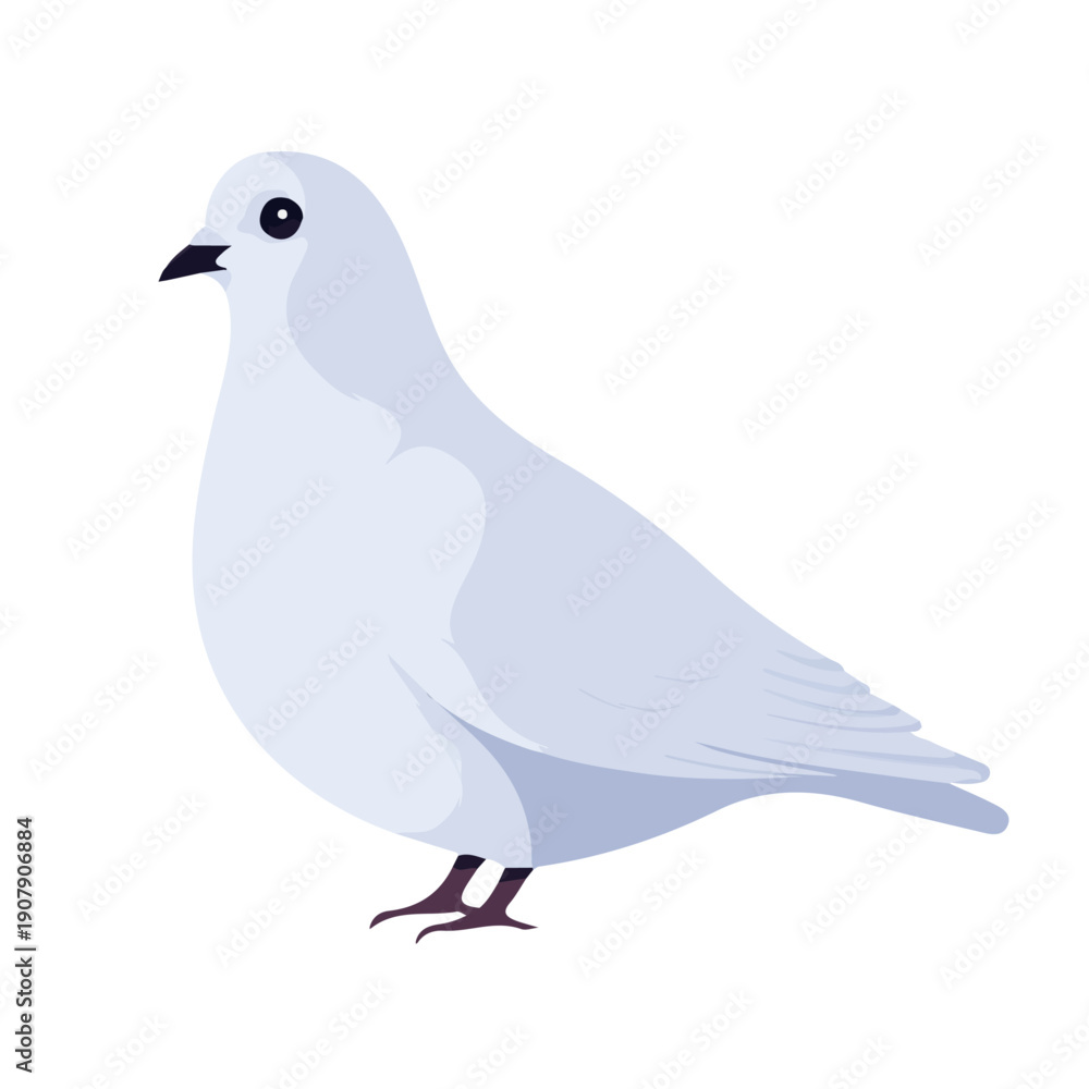 Fototapeta premium Modern flat 2D vector illustration of Dove, clean and minimal design, isolated on white background.