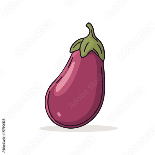 Modern flat 2D vector illustration of Eggplant Parmesan, clean and minimal design, isolated on white background.