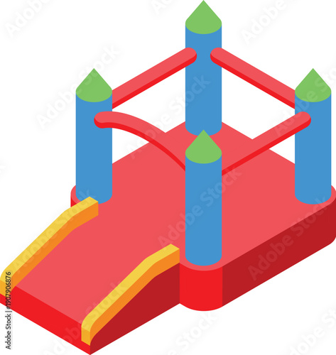 Colorful inflatable bouncy castle providing amusement and entertainment for children