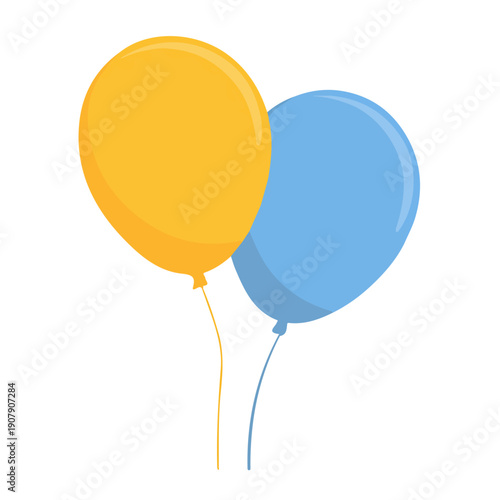 Birthday Balloons illustrated in a clean 2D flat vector style, minimal and modern, isolated on a white background.