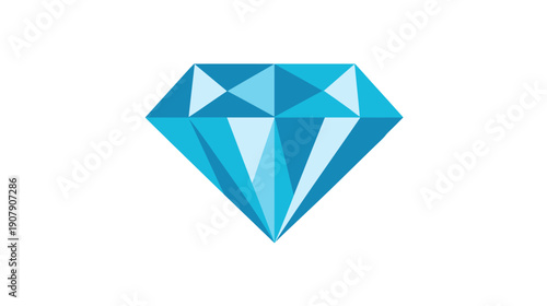 A simple, geometric illustration of a diamond with shades of blue against a clean white backdrop