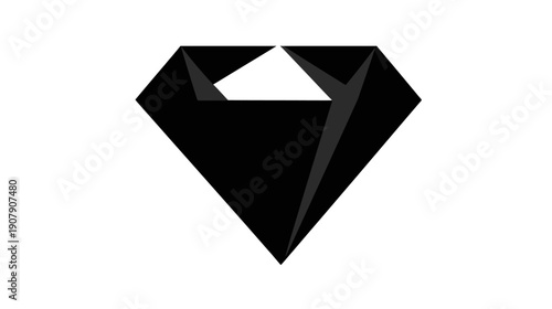 Black diamond-shaped design, geometric, with a white opening in the center. Modern and simple aesthetic