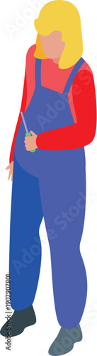 Female technician in overalls holding a screwdriver, ready to tackle any repair or maintenance task