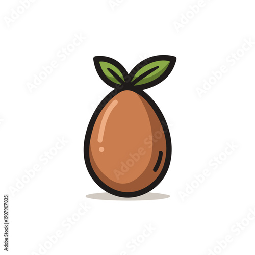 Sapodilla in a clean 2D flat vector icon style, minimal and simple, set on a plain white background.