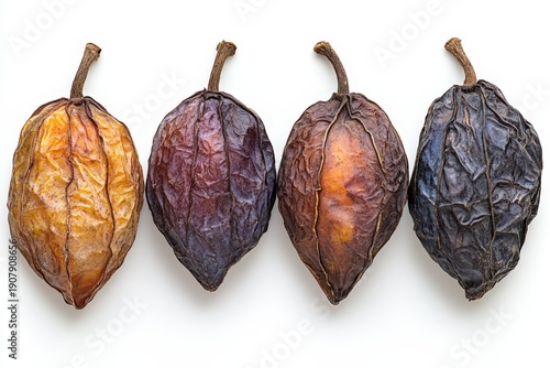 Cocoa Pods in Various Stages of Ripeness