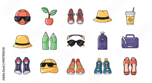 Collection of colorful illustrated icons representing various concepts