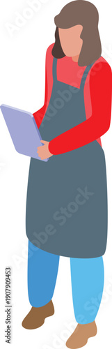 Shopkeeper using tablet, managing orders and inventory, leveraging technology for retail business