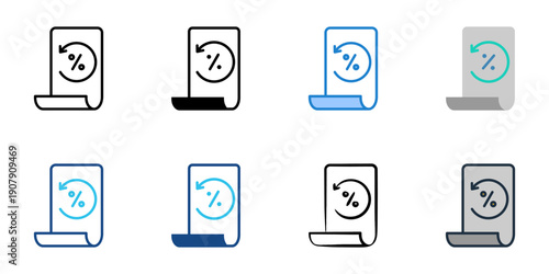 Tax Refund icons set multiple style collection. Editable stroke 

