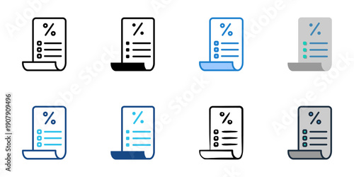 Tax Forms icons set multiple style collection. Editable stroke 
