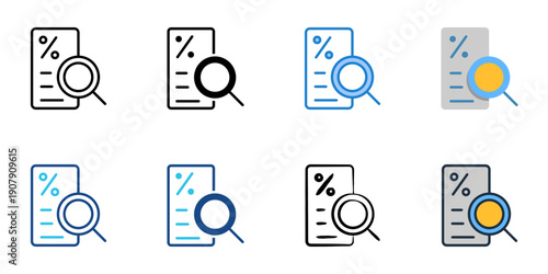 Tax Audit icons set multiple style collection. Editable stroke 
