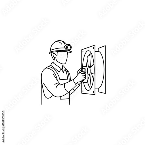 Maintenance engineer repairing industrial ventilation fan system