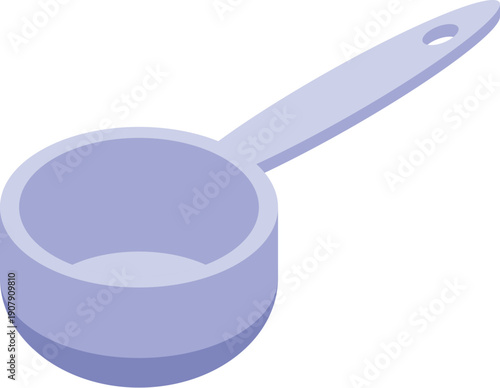 Kitchen measuring spoon with long handle in isometric view, perfect for precise cooking and baking measurements