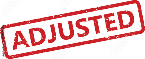 Bold red grunge effect rubber stamp highlights the important word adjusted on a simple white surface
