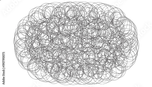 Vector scribbles illustration, tangled lines texture, abstract background, for design element or overlay effect, isolated on transparent background, png