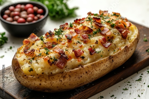 Twice Baked Potato with Bacon and Cheese