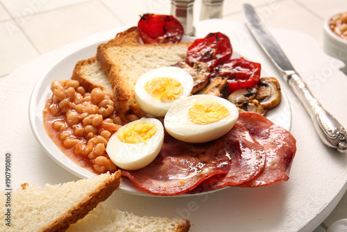 Plate of tasty English brea...