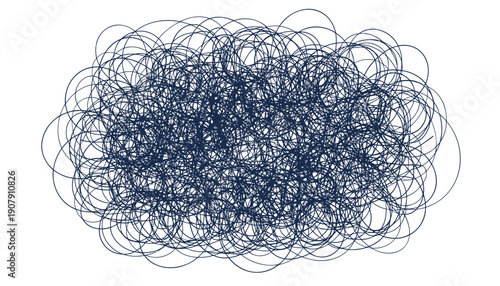 navy blue scribbles, tangled lines, vector scribble texture, abstract background, for graphic design or digital art, Isolated on transparent background, png