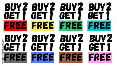 Bold promotional text reading “Buy 2 Get 1 Free” for retail and marketing campaigns