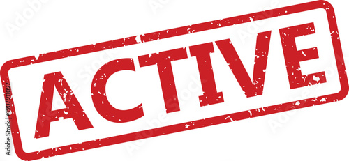 Bold red rectangular active stamp displaying a grunge effect on a bright white surface