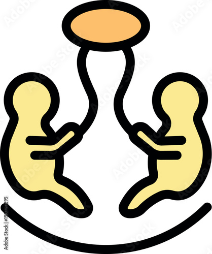 Two fetuses sharing the same placenta, representing a monochorionic pregnancy