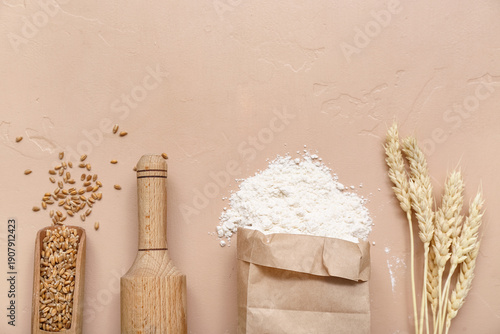 Paper bag with wheat flour,...