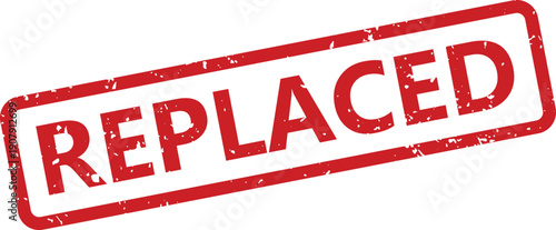 Official red grunge rubber stamp marking a document status as completely replaced and updated