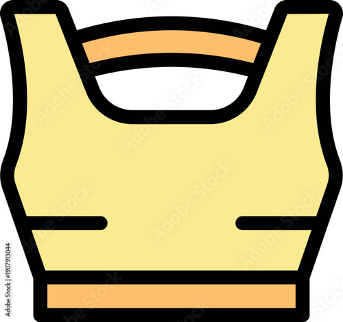 Yellow sports bra with orange band providing support during physical activity