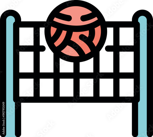 Volleyball ball passing over the net during a dynamic and exciting match, symbolizing competition and athleticism