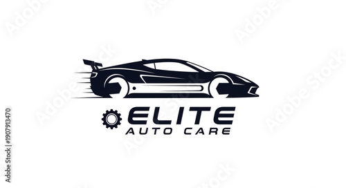 Elite Auto Care Sports Car Logo.
