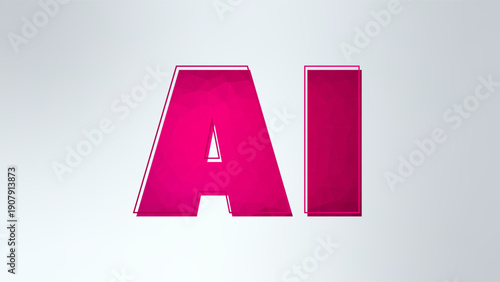 Artificial intelligence symbol. AI neural network digital brain machine deep learning processing big data analysis technology. Pink vector illustration for science, business, robot, future
