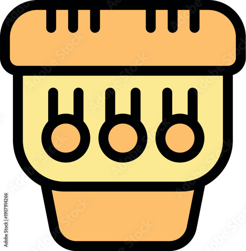 Colorful icon of newton's cradle illustrating conservation of momentum and energy, a classic physics demonstration