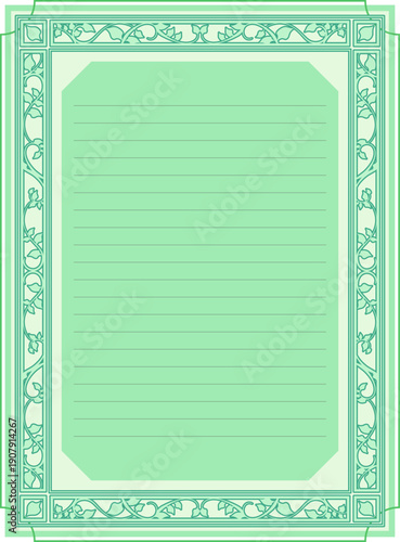 アンティーク風な美しいフレームの便箋テンプレート