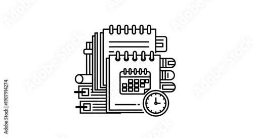 Calendar and Clock Icon Representing Time Management and Scheduling.