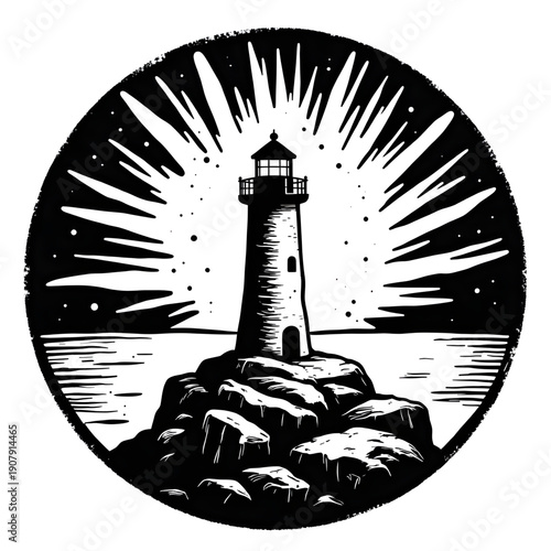 Beacon of Hope: A majestic lighthouse stands sentinel, its powerful beam cutting through the darkness, illuminating the way forward with unwavering guidance.