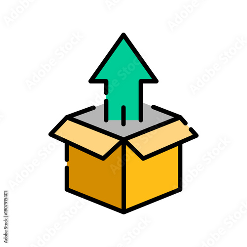 Unboxing color line icon.