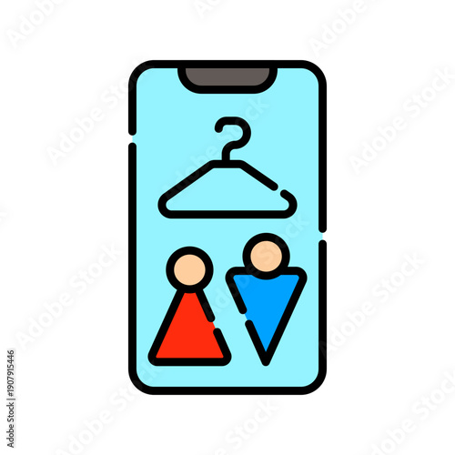 ar fitting room color line icon.