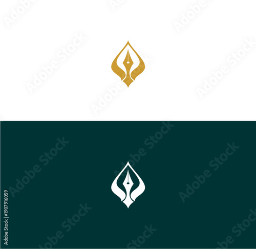 Minimal Calligraphy Pen Nib Lettermark Logo Icon