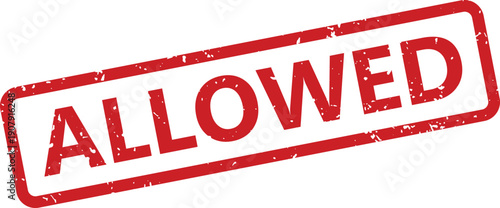The prominent word ALLOWED is visible on this red textured rectangular stamp signifying permission or authorization