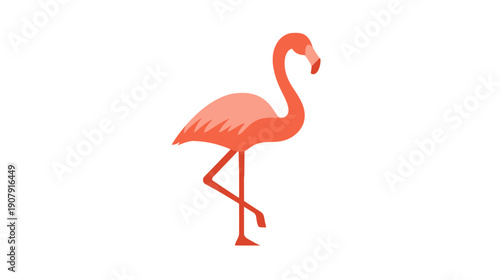 A simplified, stylized illustration of a flamingo in profile, standing on one leg