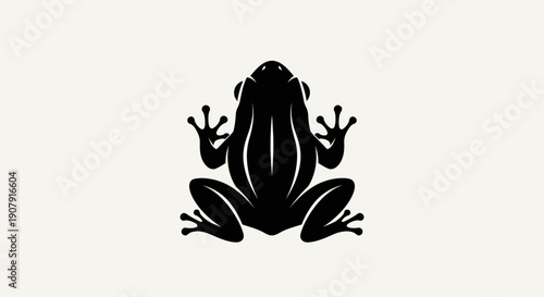 Black frog silhouette illustration on beige background for design elements