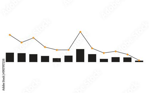 Business data analysis with line and bar charts showing trends
