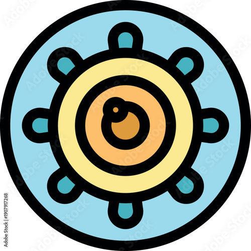 Round icon representing ovum fertilization, depicting the zygote formation process within the uterus