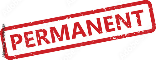 This image features a bright red distressed rubber stamp with the word PERMANENT diagonally on a white background
