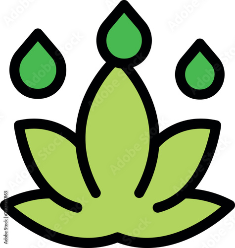 Green cannabis leaf thriving under water droplets, symbolizing sustainable cultivation and natural growth